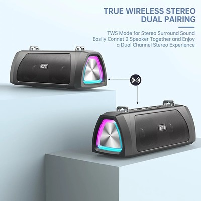 Portable Wireless 20W Stereo Bluetooth Dual Channel Party  Speaker 33FT Range