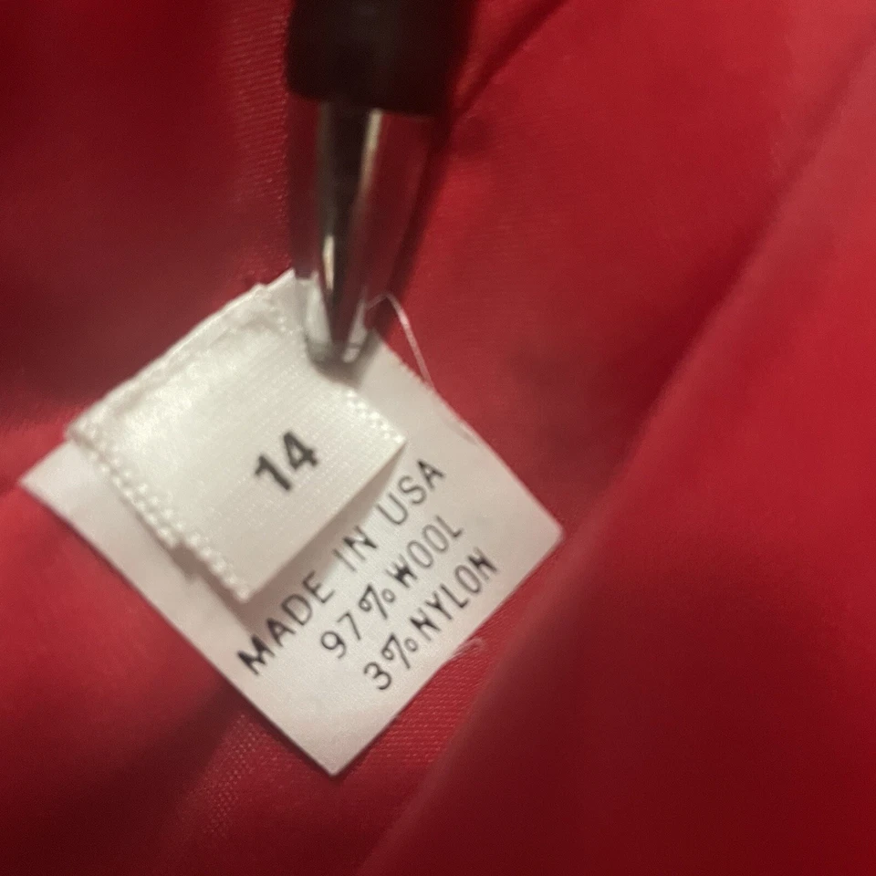 Vtg Doncaster 80's Blazer Jacket Red Gold Tone Buttons Wool Boucle Women's 14 - Image 3 of 4