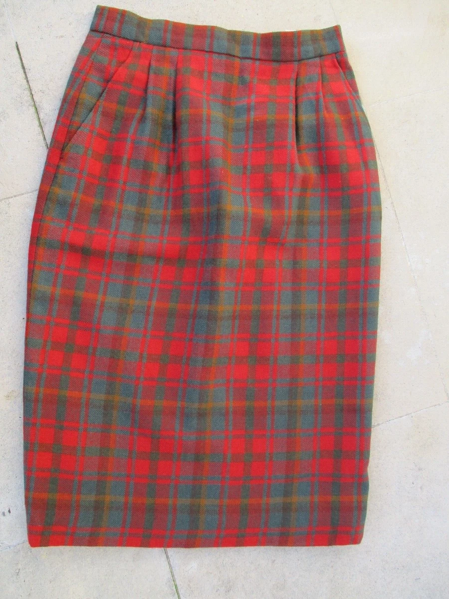 Jupe Plissée écossaise OBERSTOFF - Grise Et Rose, Taille 38/40, Vintage