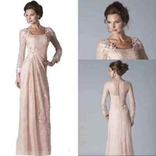 Elegant Long Sleeves Lace Mother Of The Bride Dresses Floor Length Appliqued