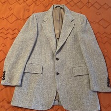 Vintage Harris Tweed Blazer Herringbone Mens USA Pure Scottish Wool