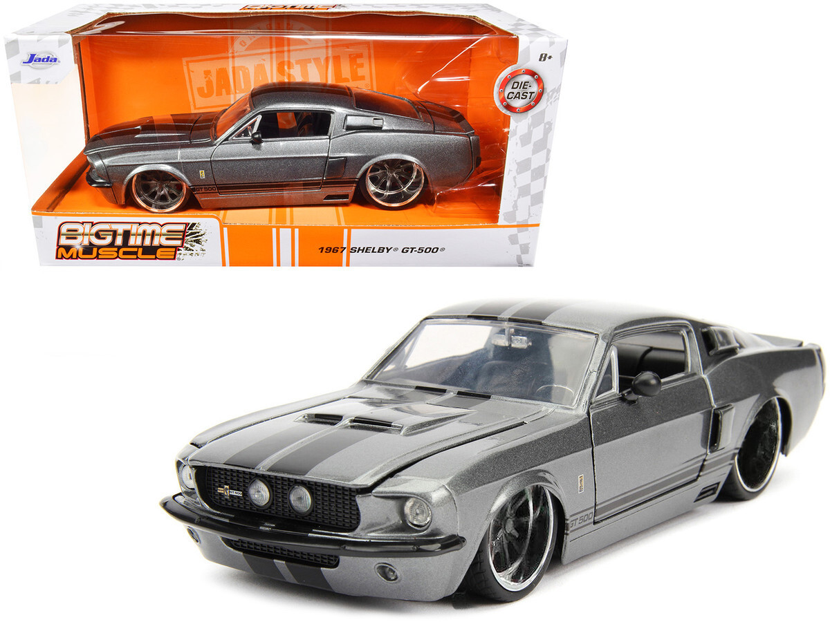 auto world 1967 Shelby GT500 ダイキャストモデル Jada 1967 Ford Mustang Shelby GT500 Gray 1/24 Diecast Model