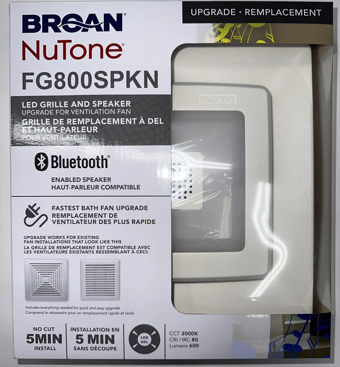 Broan NuTone Exhaust Fan Replaces Regular Grille LED Bluetooth Speaker  FG800SPKN | eBay