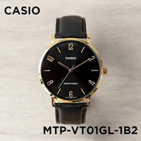 Casio MTP-VT01GL-1B2 Analog Schwarz Leder Schwarzes Zifferblatt Quarz LäSsige...