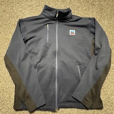Chevron Employee Jacket Mens Medium Blue Black Full Zip Gas Station Work Sweater