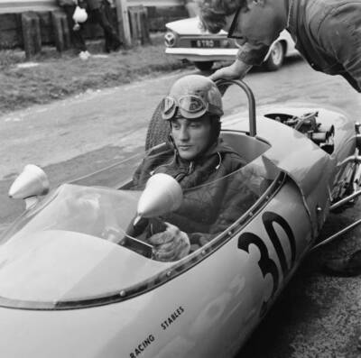 English racing driver and motorcycle road racer Bill Ivy training a - Old Photo