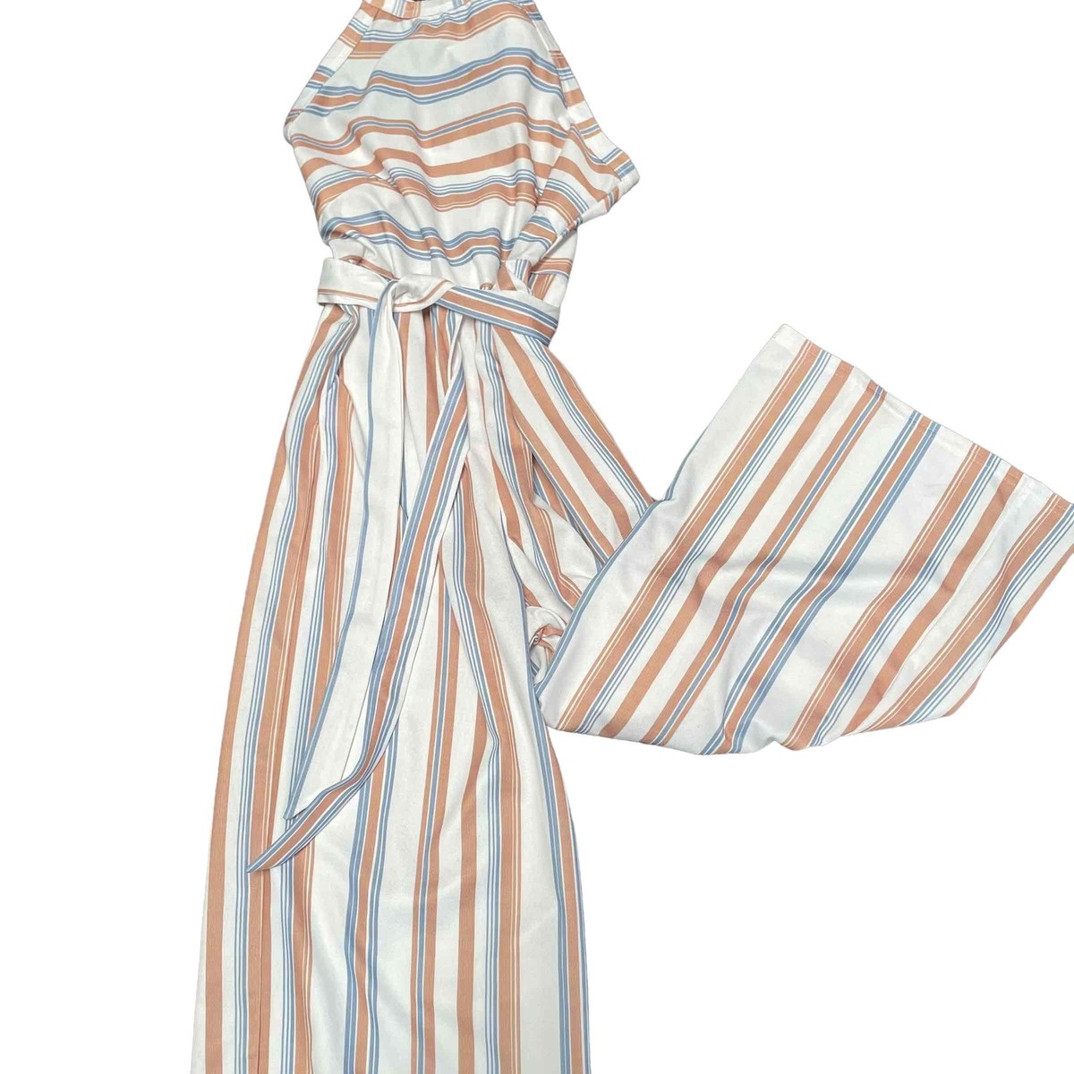 Dress Cream Striped Jumpsuit Cream And Navy Striped Wrap Top