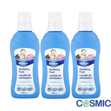 3 X Milton Sterilising Fluid Baby Bottles Teats Home Hygiene - 500ml