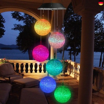 iShabao Solar Windspiel Garten, 6 LED Kugel Solar Farbwechsel,