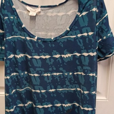 EXIST Blue White Abstract Maxi Dress XL Scoop Neck Short Sleeve Long