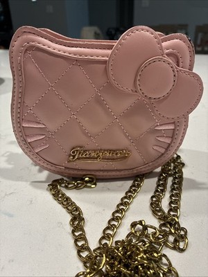 Hello Kitty Style Vegan Leather Gold Chain Strap Crossbody Purse Bag Pink