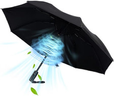   Newly UV Portable Cooling UPF 50 Foldable Umbrellas with Fan for Sun  Rain, U