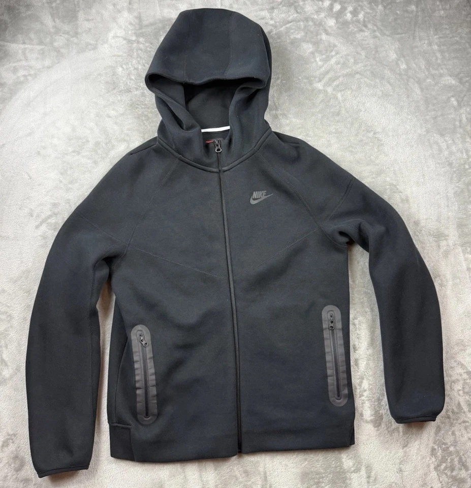 Nike Tech Fleece Hoodie Youth XL Black Zip Sweatshirt Therma Warm Athletic - Image 3 of 4