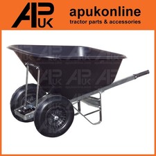 200L Black Wheelbarrow Twin Solid Wheel Equestrian Horse Manure Stable Paddock
