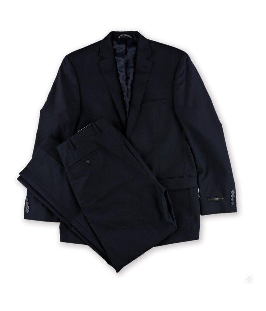 Marc New York Mens Textured Two Button Formal Suit Blue 42 Long 35W x 33L 32890₽