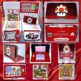 🔥🔴🔥 Nintendo 3DS FLAME RED Console Bundle Mario 3D Land + Captain Toad + Case
