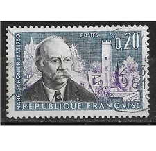Timbre YT 1271 MI 1324 Marc SANGNIER 1960 Oblitéré
