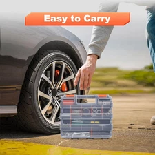 Small Parts Organizer, 34 Compartments Double Side Tool Box with Removable Di...