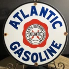 VINTAGE ATLANTIC GASOLINE PORCELAIN MOTOR OIL GAS PUMP SIGN