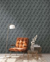 Anthrazit Tapete Mit 3D Betonoptik – Schwarz, Grau