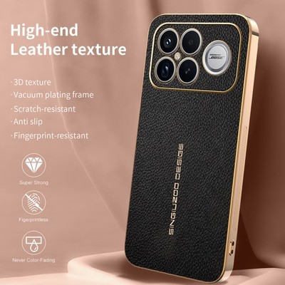 For Xiaomi Poco F8 Ultra, Luxury Litchi Texture Leather Hybrid Armor Plated Case