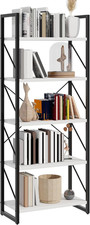 Modern 5-Tier White Bookshelf - Stylish Storage for Home & Office