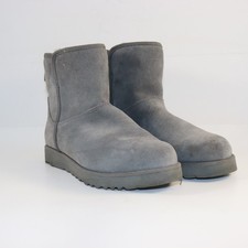 UGG Classic Mini II Boots   Gray Suede Shearling Lined   Women  s Size