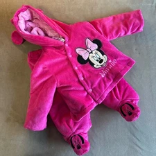 Disney Minnie Mouse Baby Bunting Plush Snow Suit Pants Jacket Pink 12 Months