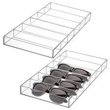 2 Pack Acrylic Sunglasses Organizer, 6 Slot Clear Eyeglasses Storage Case,