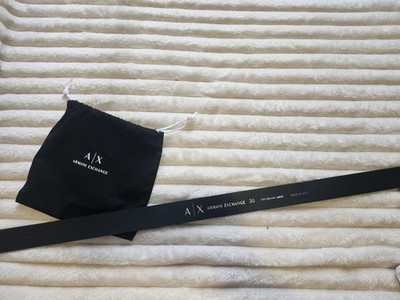 Armani Exchange Men's Black Dress Belt Size 30 Solid Adjustable Logo Buckle