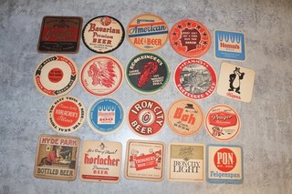 VINTAGE MIXED MAKERS LOT OF BEER COASTERS 20 DIFFERENT #2