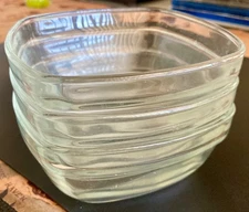 3 Duralex Bowls Square Nesting 4-3/8" Clear Made France 8oz Prep Stacking