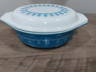 Pyrex Blue Garland Snowflake  Casserole Dish with Lid 043 1.5 QT Vintage
