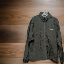 Vintage 90s Reebok Med Black Nylon Windbreaker Zip Track Jacket Hooded Pockets