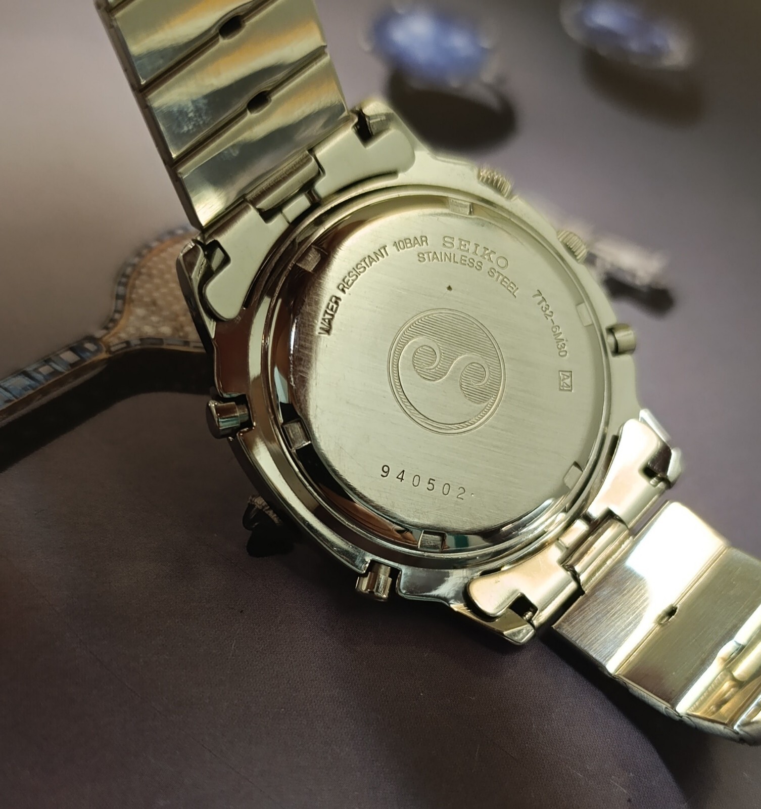 GENT´S SEIKO CHRONOGRAPH ALARM WATCH 7T32-6M30 YELLOW DIAL image 6