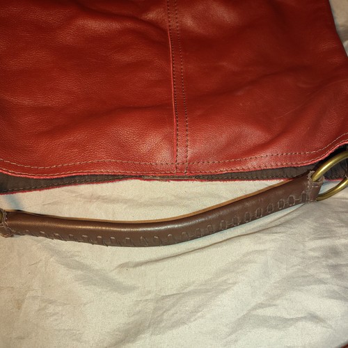Vintage Lucky Brand Large Hobo Shoulder Bag Satchel Leather Bag Burgundy Red - Picture 11 of 24
