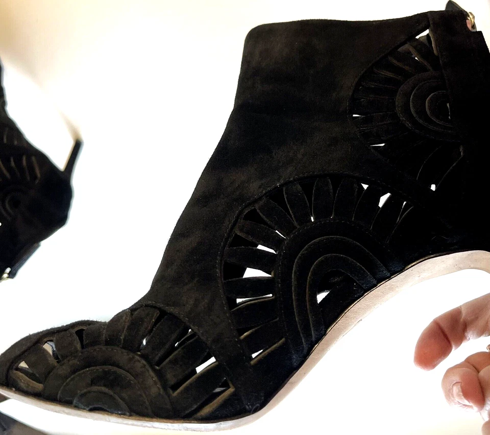 TORY BURCH Leyla Botas Botín Real Negro Gamuza Recortado Para Mujer 8 Zapatos Foto 4 de 4