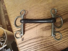 Used loose  cheek Pelham bit vulcanized mouth nickel 4 1/2 in