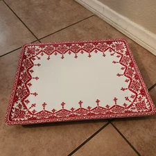 NEW Pottery Barn Fair Isle TAHOE Snowflake Rectangular Serving Platter Plate