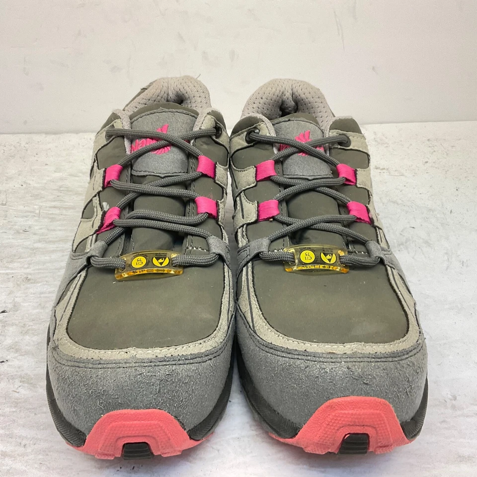 鹦鹉螺女式 N1771 钢头 ESD 运动工作鞋灰色/粉红色 9W 码 — 第 2/4 张图片