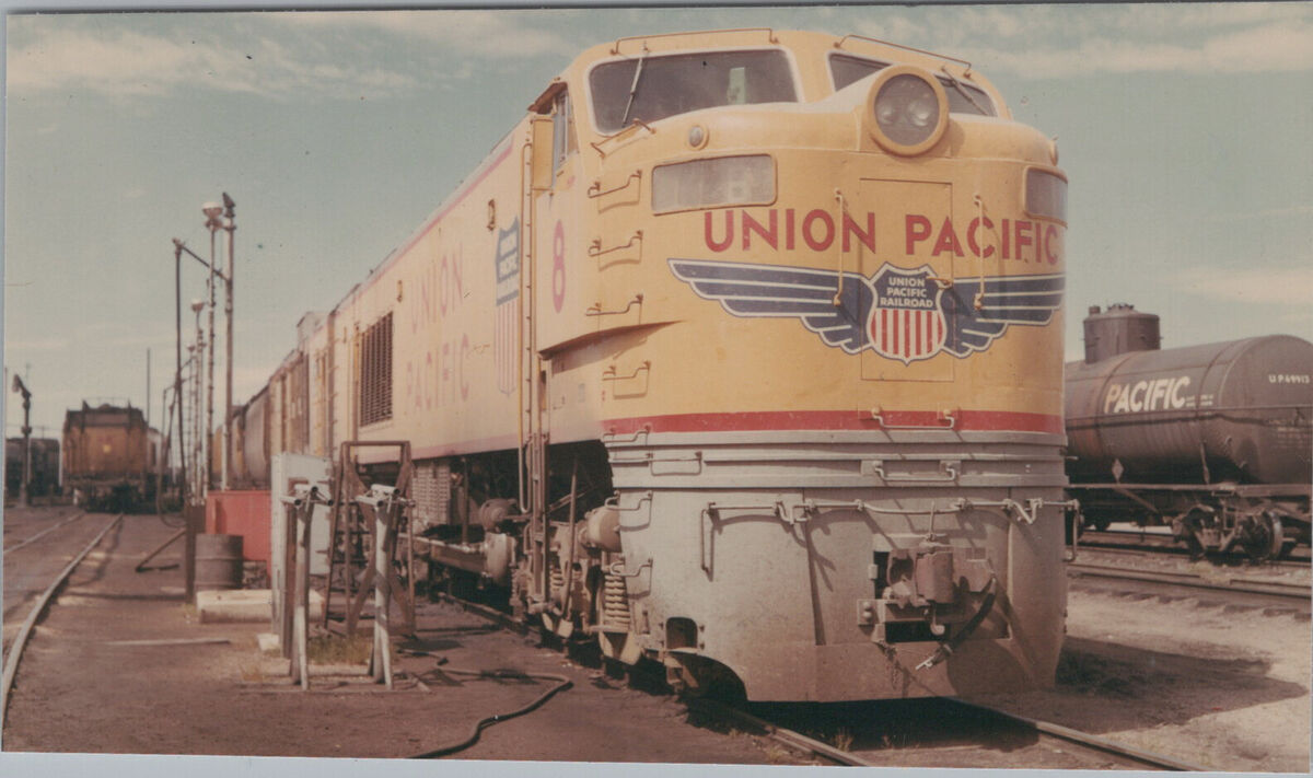 Train Railroad 1950s Union Pacific Locomotive Rail Yard Train Railroad 1950s Union Pacific Locomotive Rail Yard