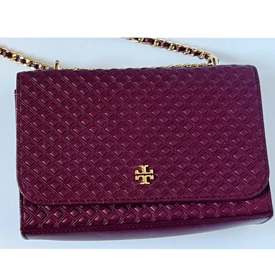 Tory Burch Marion тисненый сморщенный наплечная сумка сумочка в красный Ágata размер мини - Изображение 4 из 4