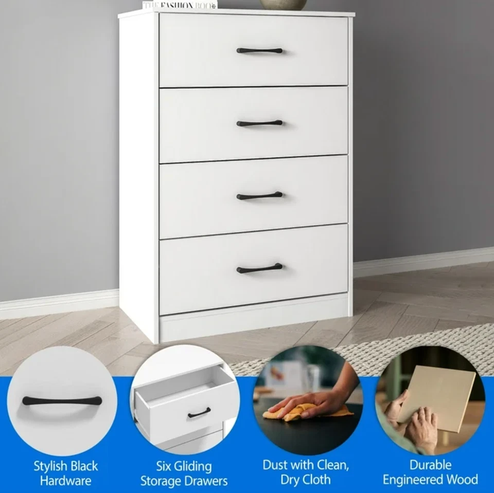 Comoda Para Habitacion Con Cajones De Madera Blanca Muebles El Dormitorio Ropa - Image 4 of 4