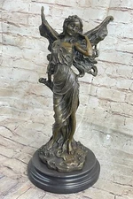 Western Nude Bronze Marble Fairy Nymph Angel Statue Art Deco Sculpture Figurine