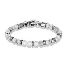 Bracciale a filo pietre dure turchese bianco braccialetto in acciaio uomo donna