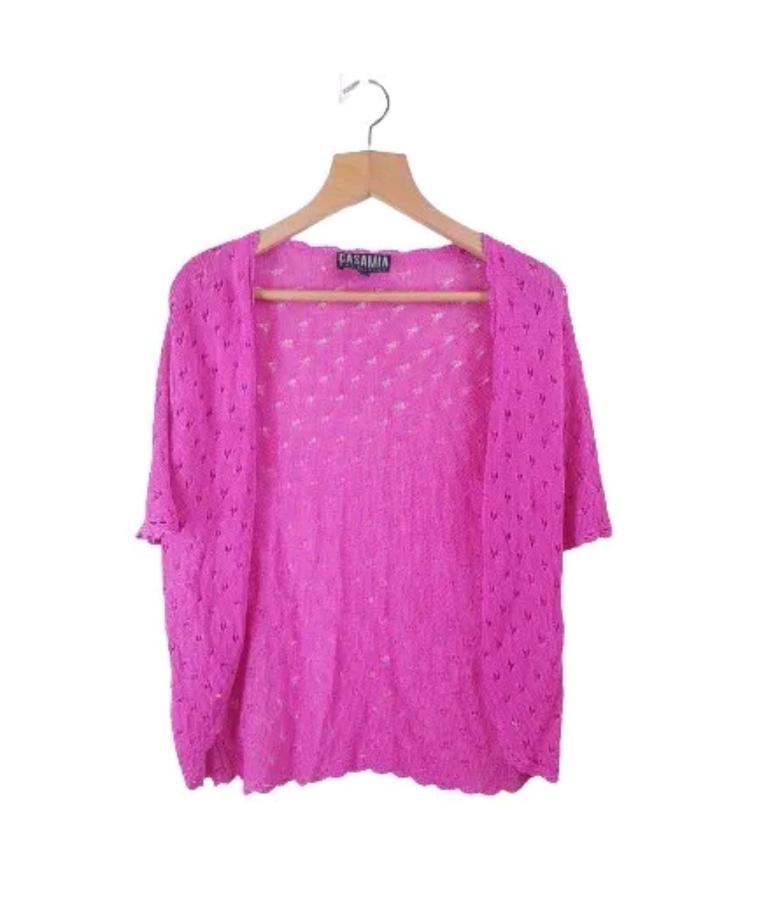 Ladies Pink Open Front Short Sleeve Top Size L Casamia Exclusive