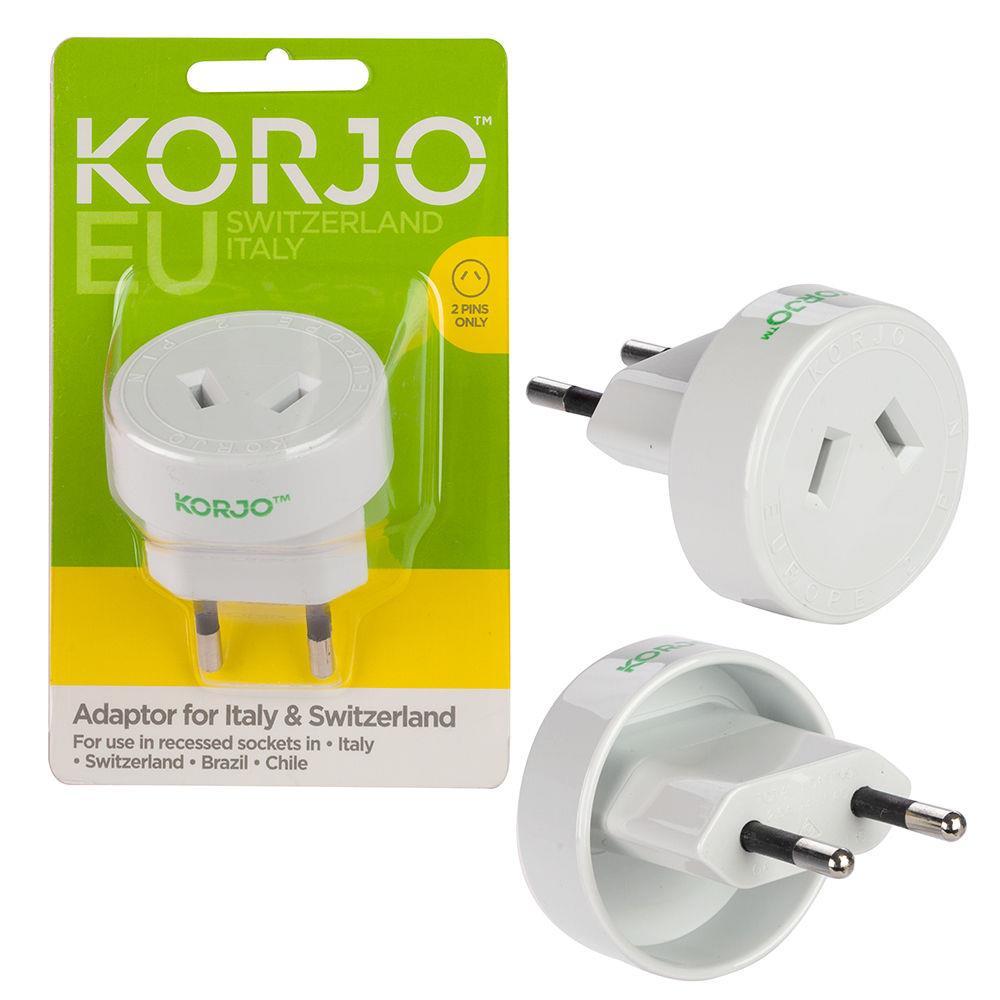 KORJO Travel Plug Adaptor for EUR from AU&amp;NZ to Italy/Switzerland 