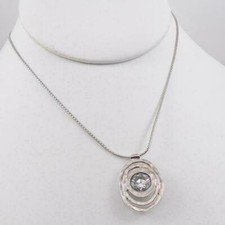 Silpada Sterling Silver Rare Swirl Oval CZ Bullseye N1338 Necklace