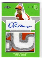 Drew Romo 2019 Leaf Perfect Game All-American Classic Patch AUTO /10 Woodsland