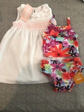 NWT Gymboree baby girl coral 3-piece floral swimsuit tankini cover-up SET 6 9 12